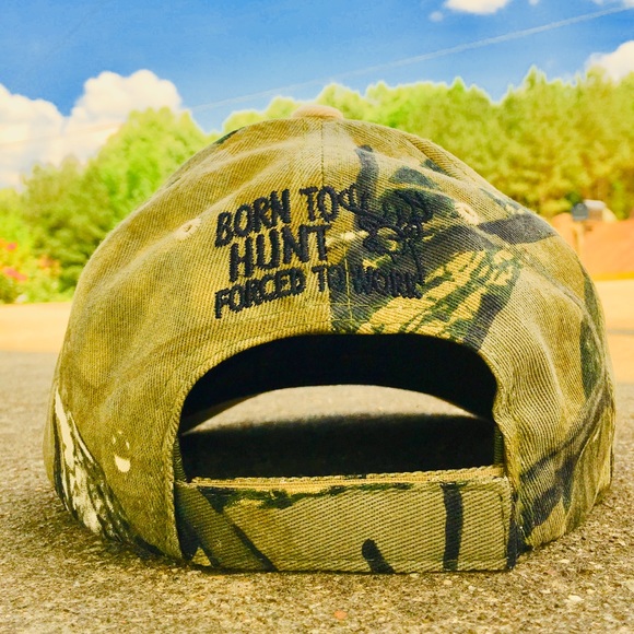 Embroidered: Born To Hunt Forced To Work cap. - Picture 3 of 3